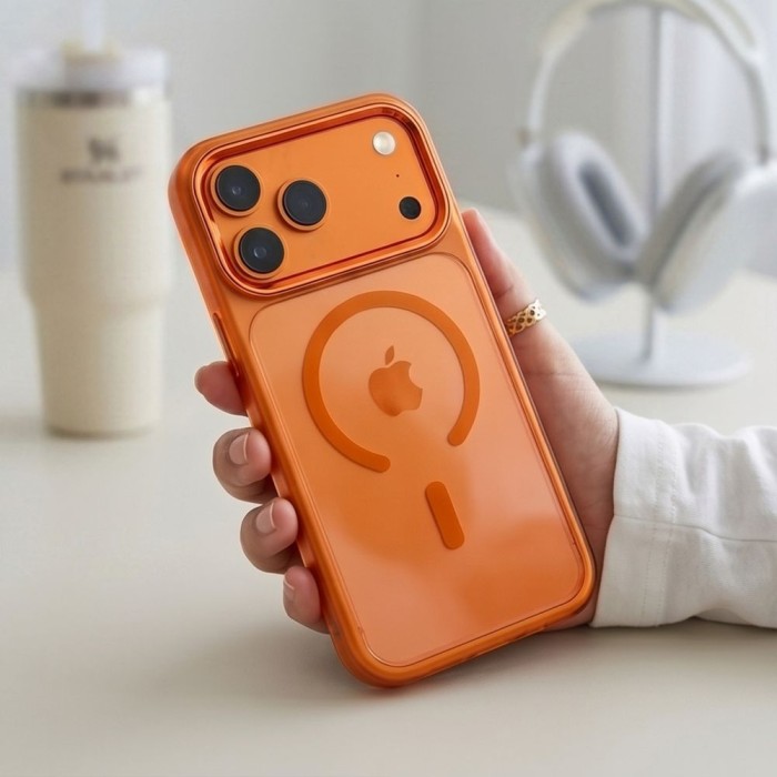 Tech-Protect Magmat Magsafe CC Case for iPhone 17 Pro Max / 18 Pro Max - Orange-Transparent