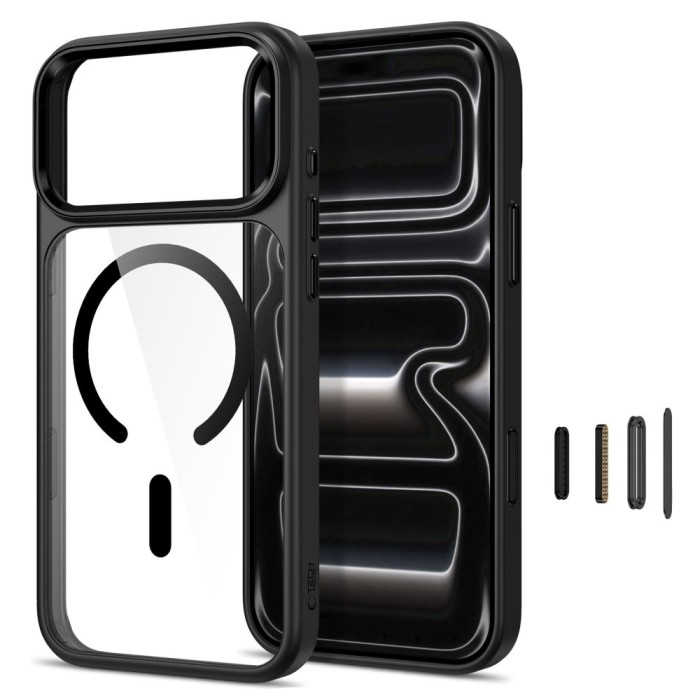 Tech-Protect Magmat Magsafe CC Case for iPhone 17 Pro / 18 Pro - Transparent Black