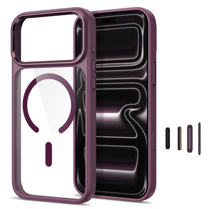 Tech-Protect Magmat Magsafe CC Case for iPhone 17 Pro / 18 Pro - Transparent Burgundy