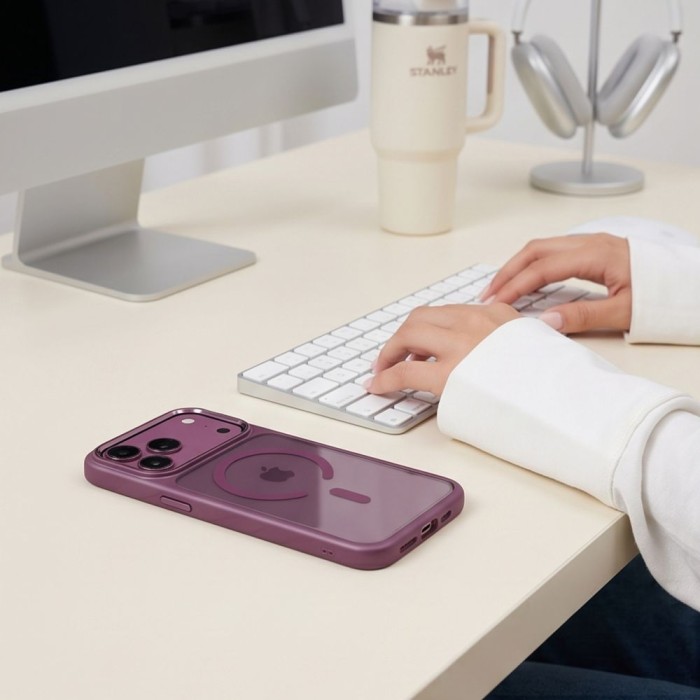 Tech-Protect Magmat Magsafe CC Case for iPhone 17 Pro / 18 Pro - Transparent Burgundy
