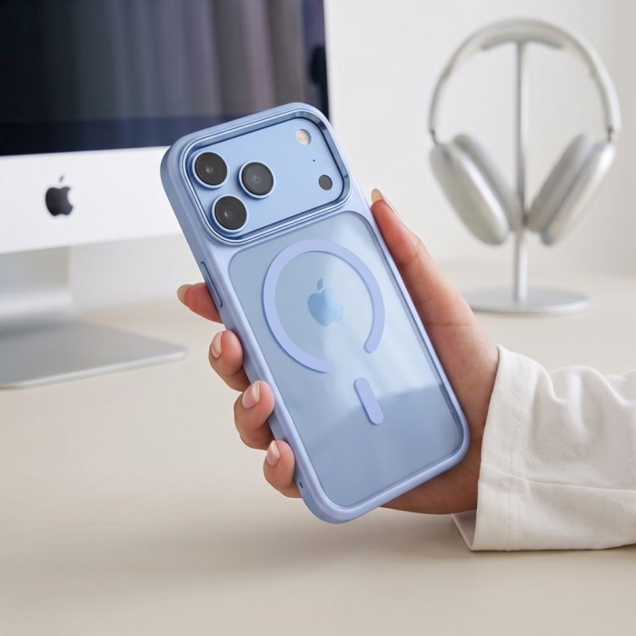 Tech-Protect Magmat Magsafe CC Case for iPhone 17 Pro / 18 Pro - Transparent Light Blue