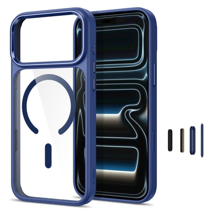 Tech-Protect Magmat Magsafe CC Case for iPhone 17 Pro Max / 18 Pro Max - Transparent Navy Blue