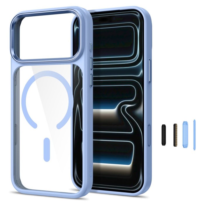 Tech-Protect Magmat Magsafe CC Case for iPhone 17 Pro Max / 18 Pro Max - Transparent Light Blue