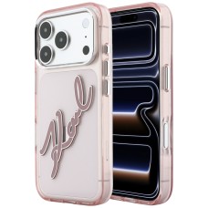 Karl Lagerfeld IML Big Signature Resin Metal Frame Case for iPhone 17 Pro / 18 Pro - Pink