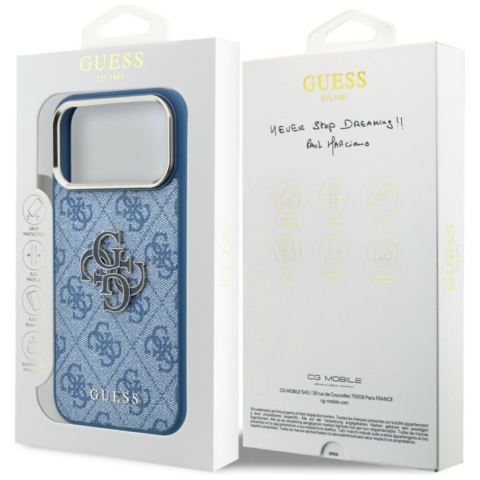 Guess 4G &amp;amp; Big Resin Logo Case for iPhone 17 Pro / 18 Pro - Light Blue
