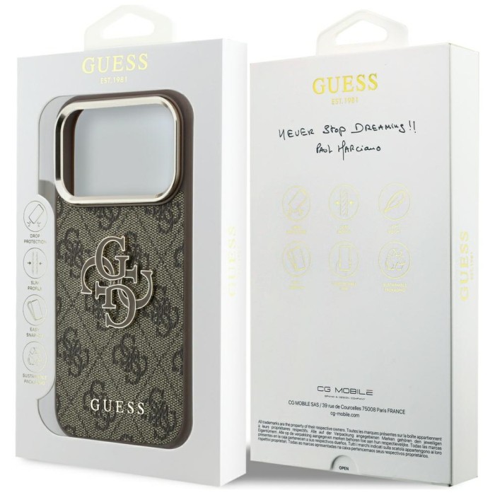 Guess 4G &amp;amp; Big Resin Logo Case for iPhone 17 Pro Max / 18 Pro Max - Brown