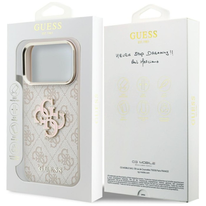 Guess 4G &amp;amp; Big Resin Logo Case for iPhone 17 Pro Max / 18 Pro Max - Pink