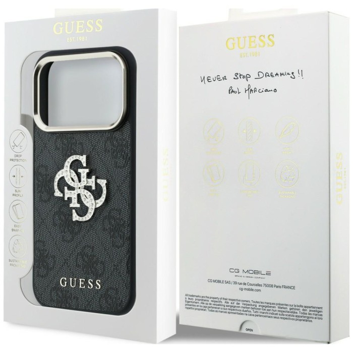 Guess 4G &amp;amp; Big Strass Logo Case for iPhone 17 Pro Max / 18 Pro Max - Black