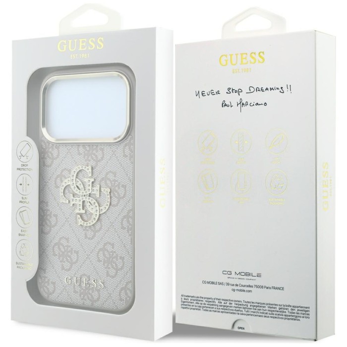 Guess 4G &amp;amp; Big Strass Logo Case for iPhone 17 Pro / 18 Pro - Pink