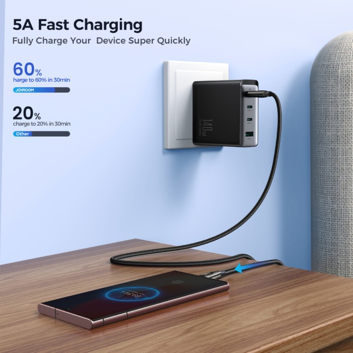 Joyroom Pioneer Series SA31-CC5 USB-C / USB-C 240W Cable 1.2m - Black