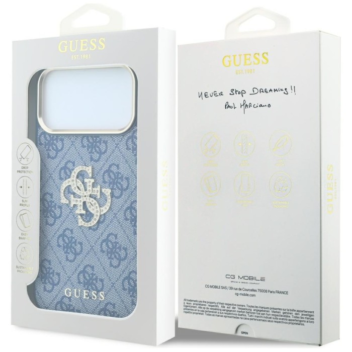 Guess 4G &amp;amp; Big Strass Logo Case for iPhone 18 Pro / 17 Pro - Blue