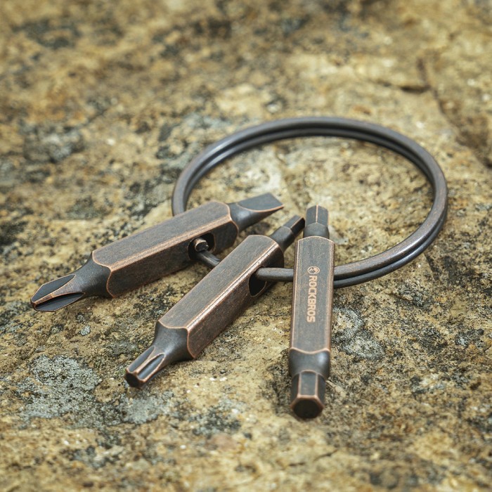 Rockbros VK-ARCO3 ROAD TO SKY Multitool 6-in-1 Keychain - Brown