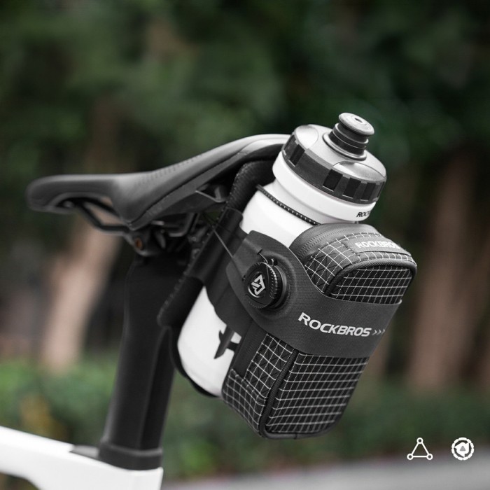 Rockbros P010 multifunctional saddle bag with bottle holder - black