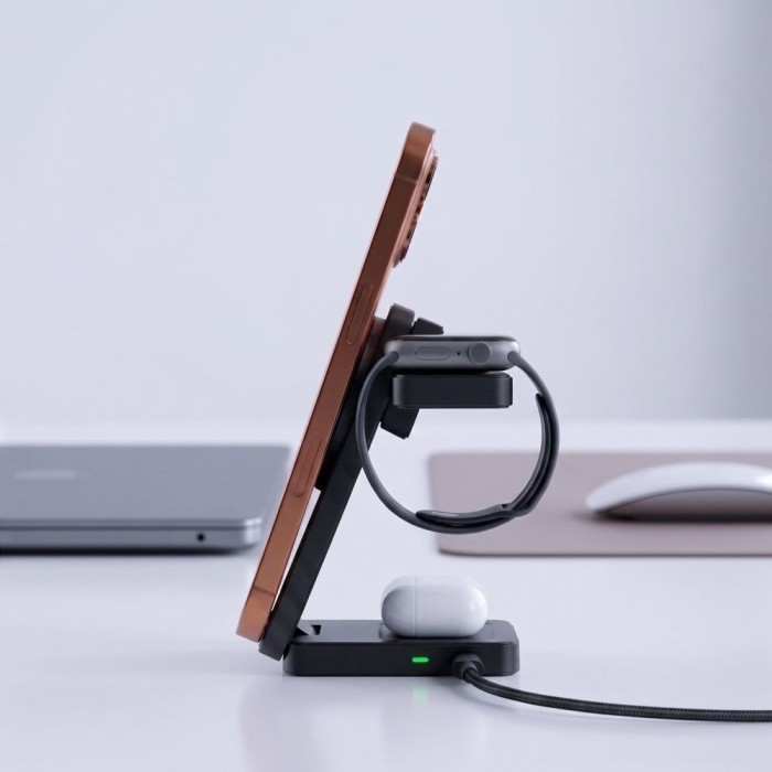 Tech-Protect A56 3in1 MagSafe Wireless Charger + USB-C / USB-C Cable 100cm - Black