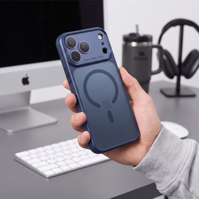 Tech-Protect MagPrime MagSafe CC Case for iPhone 18 Pro Max / 17 Pro Max - Matte Navy Blue