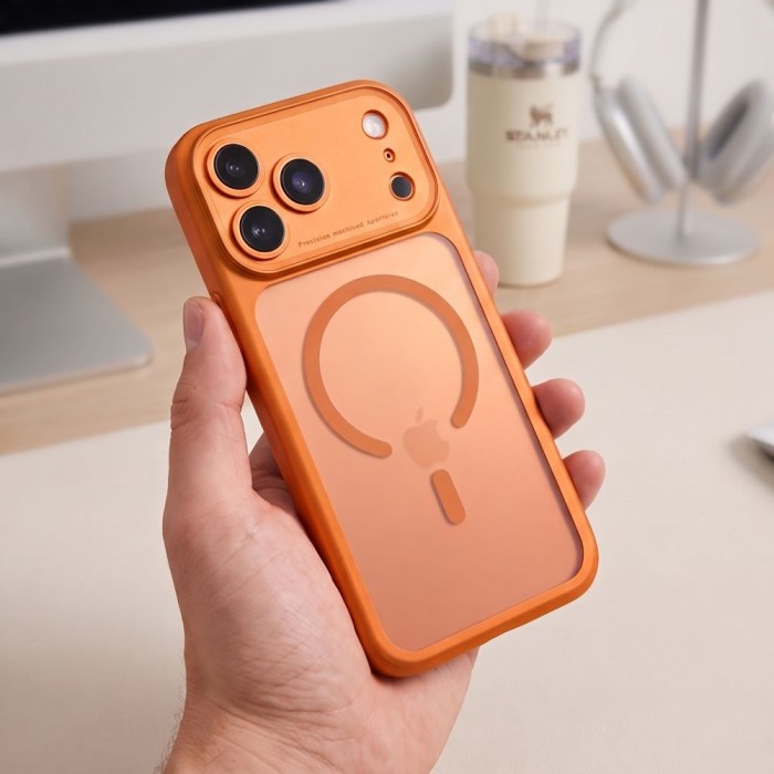 Tech-Protect MagPeak MagSafe CC case for iPhone 18 Pro / 17 Pro - matte orange