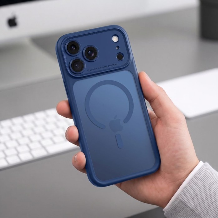 Tech-Protect MagPeak MagSafe CC Case for iPhone 18 Pro / 17 Pro - Matte Navy Blue