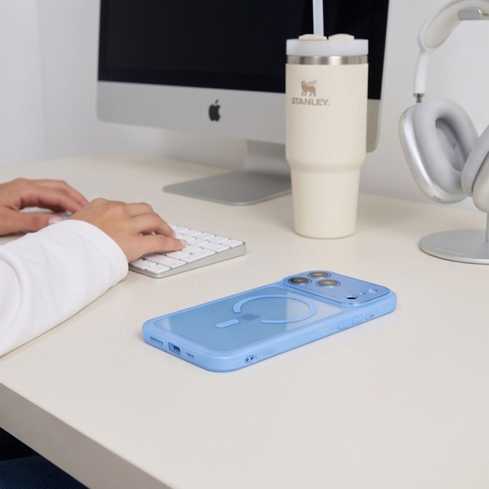 Tech-Protect MagPeak MagSafe CC Case for iPhone 18 Pro Max / 17 Pro Max - Clear Blue