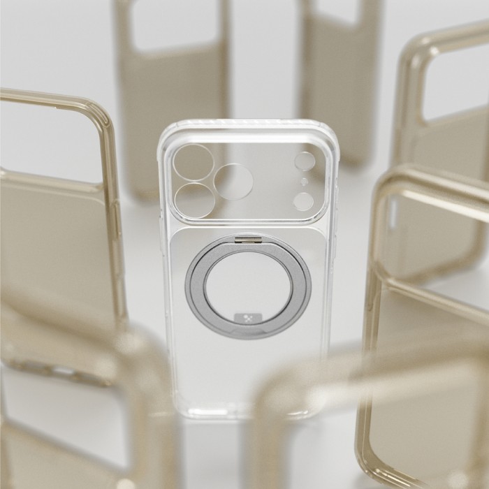 AmazingThing Titan Pro Spin Lens Case for iPhone 18 Pro with Rotating Ring and Lanyard Mount, MagSafe Compatible - Clear