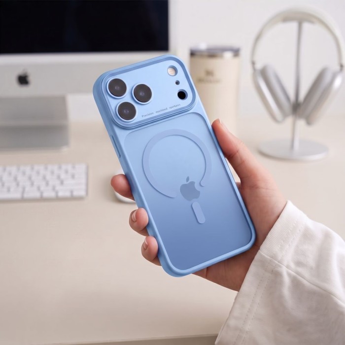 Tech-Protect MagPrime MagSafe CC Case for iPhone 18 Pro Max / 17 Pro Max - Light Blue Matte