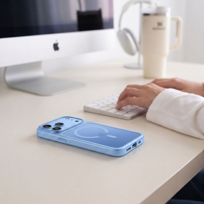 Tech-Protect MagPrime MagSafe CC Case for iPhone 18 Pro Max / 17 Pro Max - Light Blue Matte
