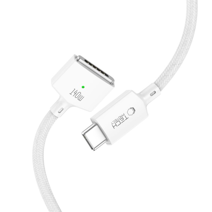 Tech-Protect MMC01 Ultraboost USB-C / MagSafe 3 140W 300cm Cable for MacBook - White