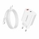Wozinsky WLS-20W 20W USB-A USB-C Wall Charger with 1m USB-C - USB-C Cable - White