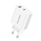 Wozinsky WLS-20W 20W USB-A USB-C Wall Charger with 1m USB-C - USB-C Cable - White