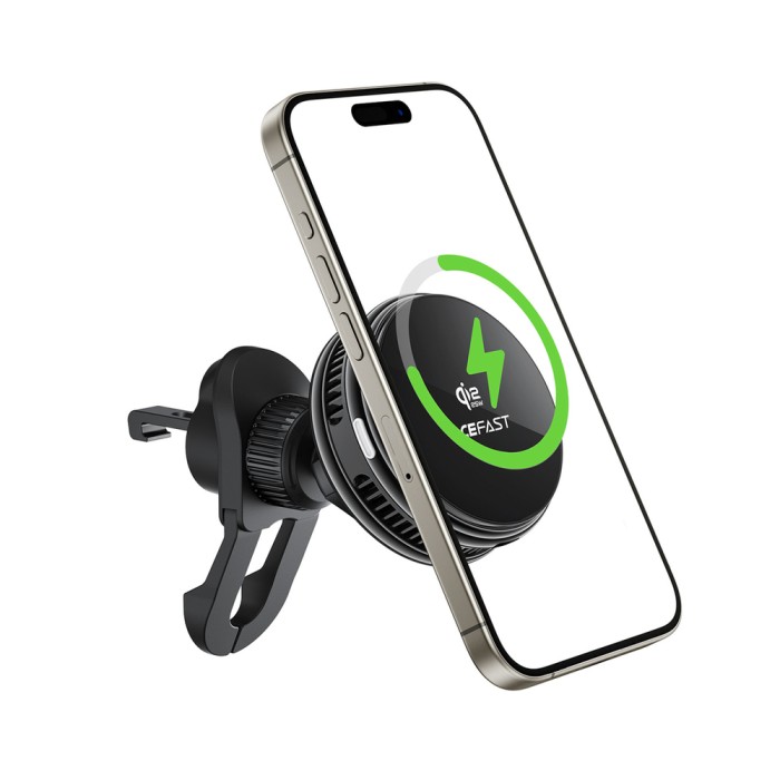Acefast D66 Magnetic Car Air Vent Mount with Qi2 25W Wireless Charging and Cooling - Black