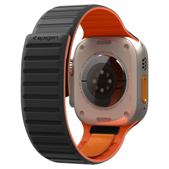 Spigen Athlex Air M Strap for Apple Watch 44/45/46/49 mm - Black and Orange