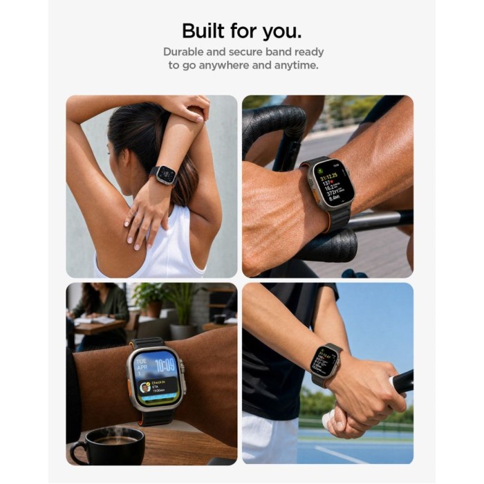 Spigen Athlex Air M Strap for Apple Watch 44/45/46/49 mm - Black and Orange