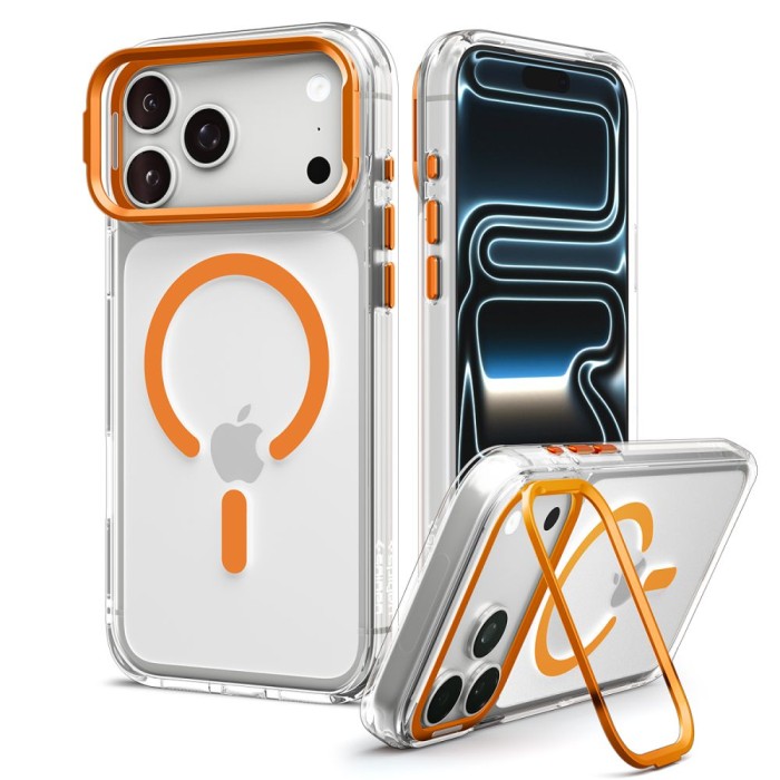 Spigen Ultra Hybrid Optik S MagSafe Case for iPhone 18 Pro / 17 Pro - Transparent Orange