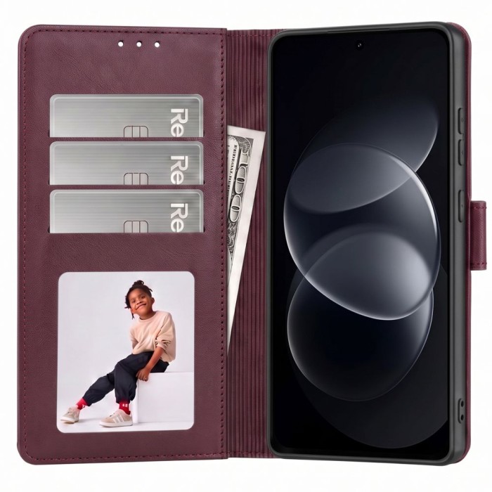 Tech-Protect Wallet case for Xiaomi Redmi Note 17 Pro 5G - burgundy