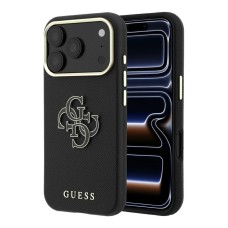 Guess Grained &amp;amp; Big Resin Logo Case for iPhone 18 Pro Max / 17 Pro Max - Black