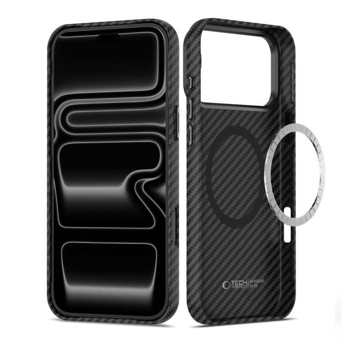 Tech-Protect Ion Carbon MagSafe Case for iPhone 18 Pro / 17 Pro - Black &amp;amp; Silver