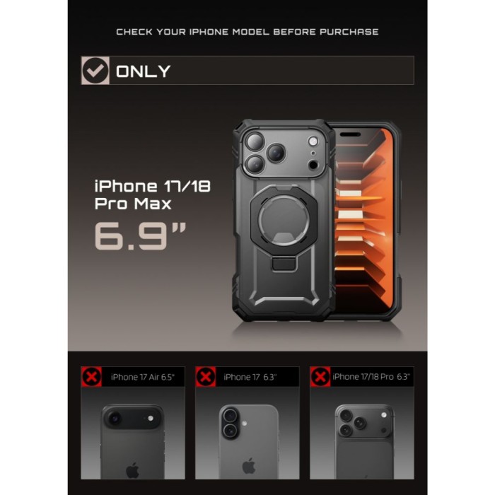 Supcase Grip Pro Mag MagSafe Case for iPhone 18 Pro Max / 17 Pro Max - Black