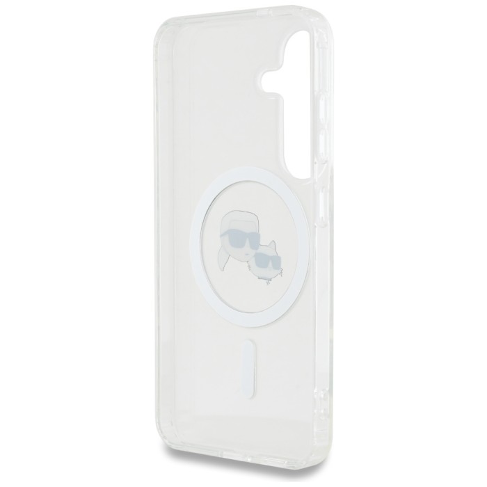 Karl Lagerfeld Button Case Karl &amp;amp; Choupette Heads Printed Logo MagSafe Samsung Galaxy S25 White