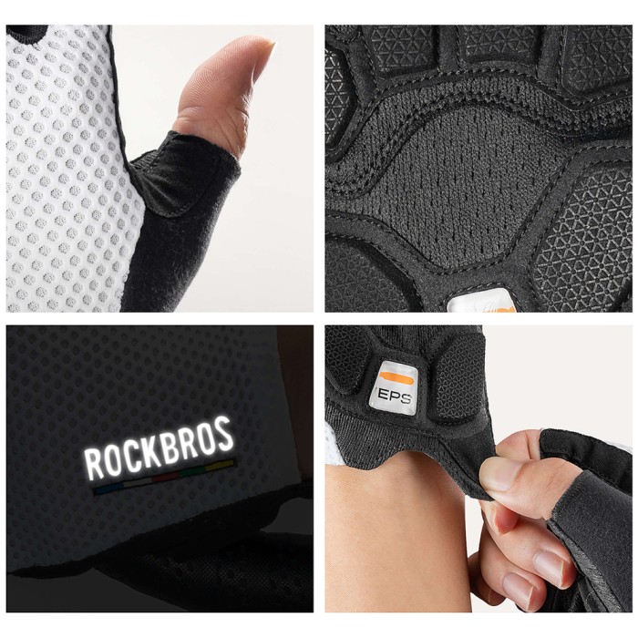 Rockbros TLS004 ROAD TO SKY Short Shock Absorbing Cycling Gloves S - White