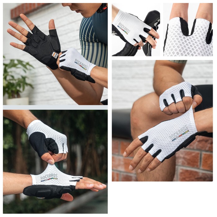 Rockbros TLS004 ROAD TO SKY Short Shock Absorbing Cycling Gloves S - White