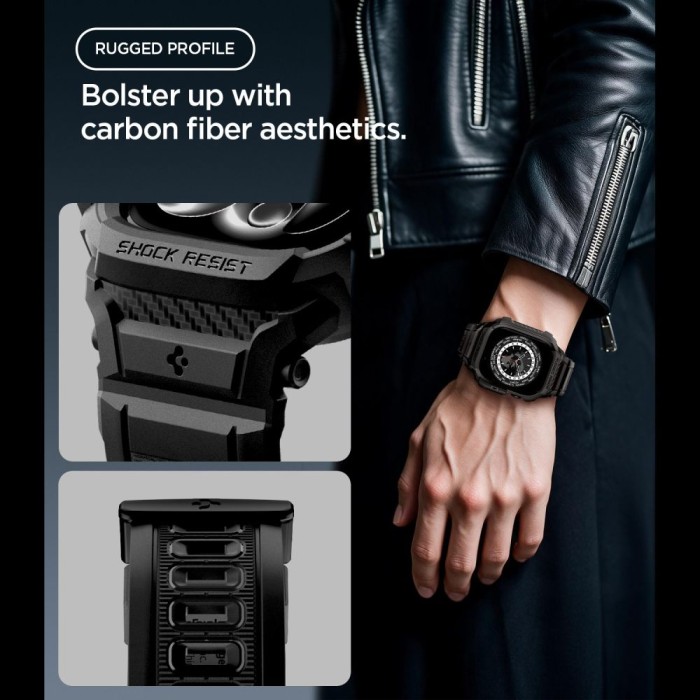 Spigen Rugged Armor Pro Apple Watch 42mm Strap - Matte Black