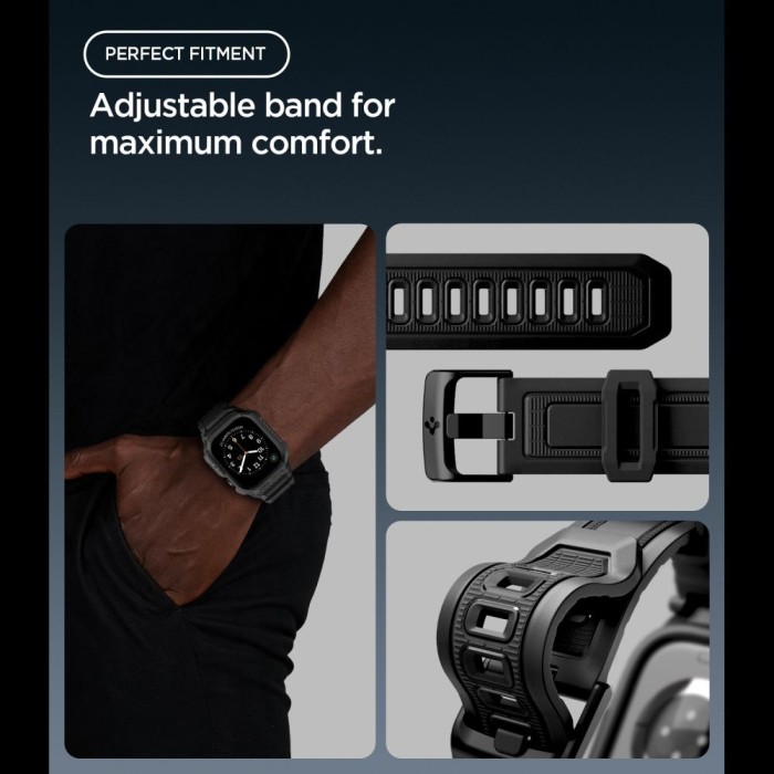 Spigen Rugged Armor Pro Apple Watch 42mm Strap - Matte Black