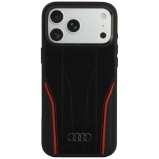 Audi R8 Genuine Leather MagSafe Case for iPhone 18 Pro Max / 17 Pro Max - Black and Red