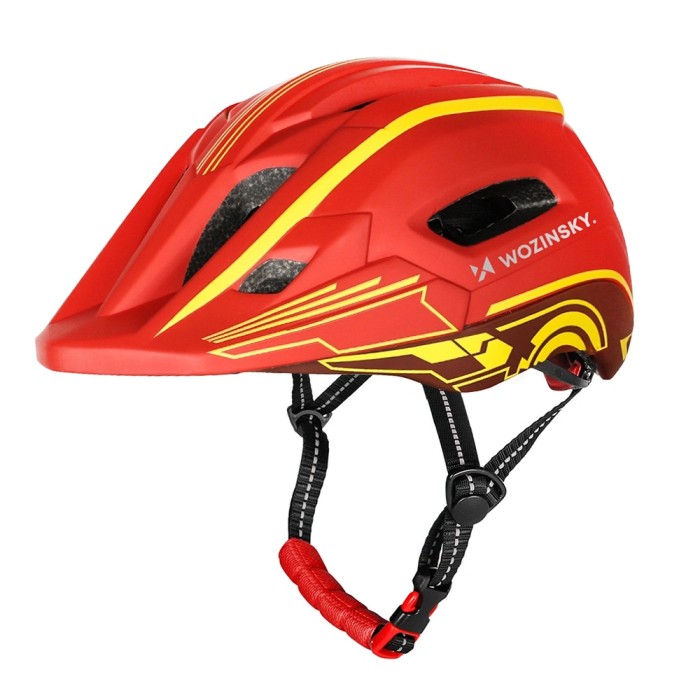 Wozinsky Kids' Full Face Bike Helmet with USB Rear Light S - Red and Yellow - OUTLET