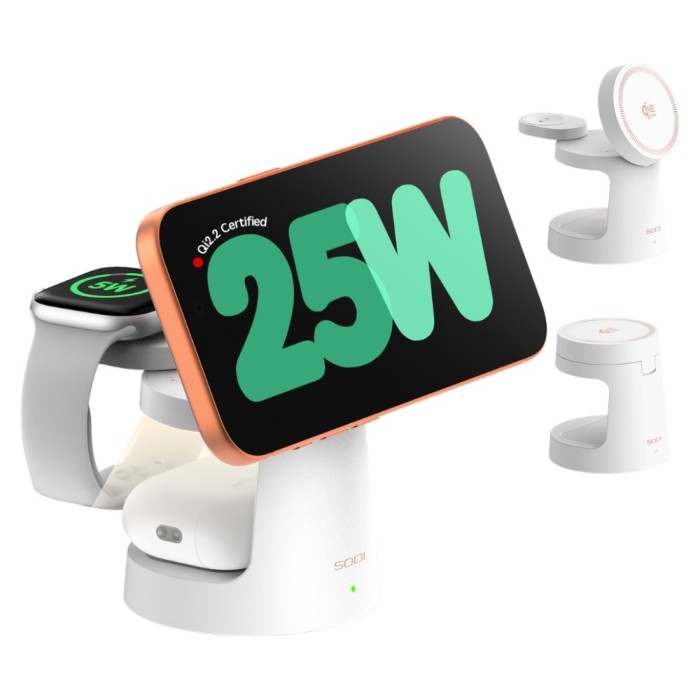 SODI 3-in-1 Wireless Charger with Night Light 25W W108A - White