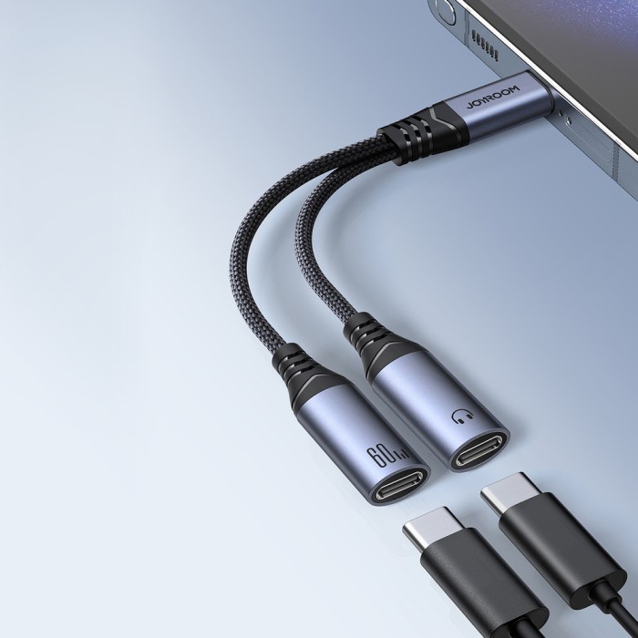 Joyroom SY-C03 USB-C to 2x USB-C 2in1 DAC adapter - black - OUTLET