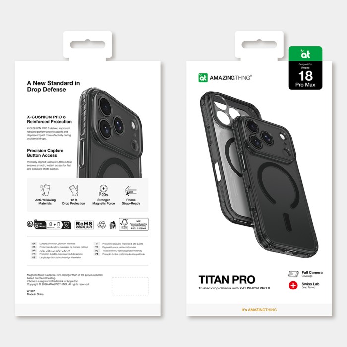AmazingThing Titan Pro Lens Case for iPhone 18 Pro Max with Camera Cover and Lanyard Mount, Compatible with MagSafe - Black