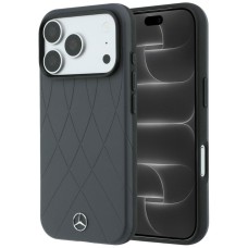 Mercedes Leather with Crossed Lines Anthracite MagSafe Case for iPhone 18 Pro Max / 17 Pro Max - Dark Gray