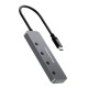 Wozinsky WHS080YSS 4 x USB-A 3.0 Aluminum Hub with Individual Switches and 15 cm USB-C Cable - Gray