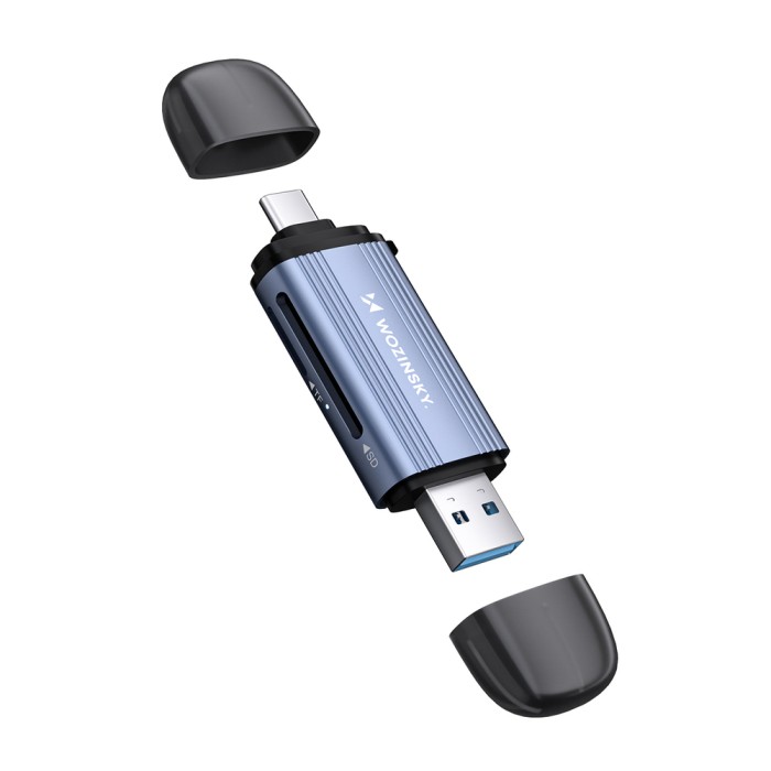 Wozinsky WCR-5G Memory Card Reader for SD and microSD USB-A 3.0 / USB-C 3.0 Aluminum - Gray