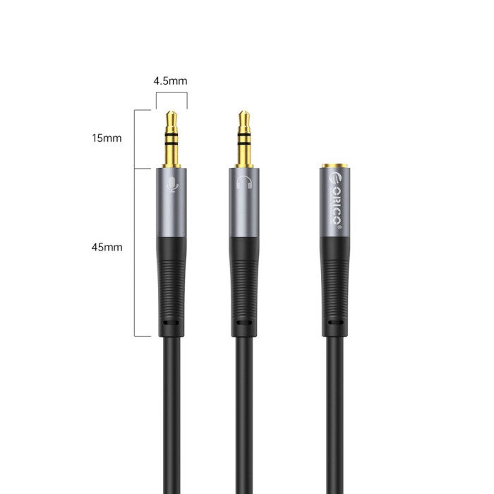 Orico AX1 audio adapter mini jack 3.5 mm headphone and microphone splitter 0.5 m - black